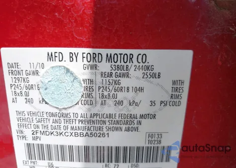 2011 Ford Edge Limited from USA, damaged, VIN 2FMDK3KCXBBA50261